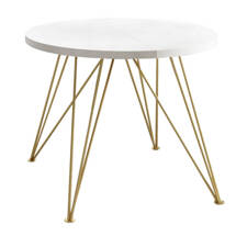 Okrągły stół rozkładany biało złoty SANTIAGO